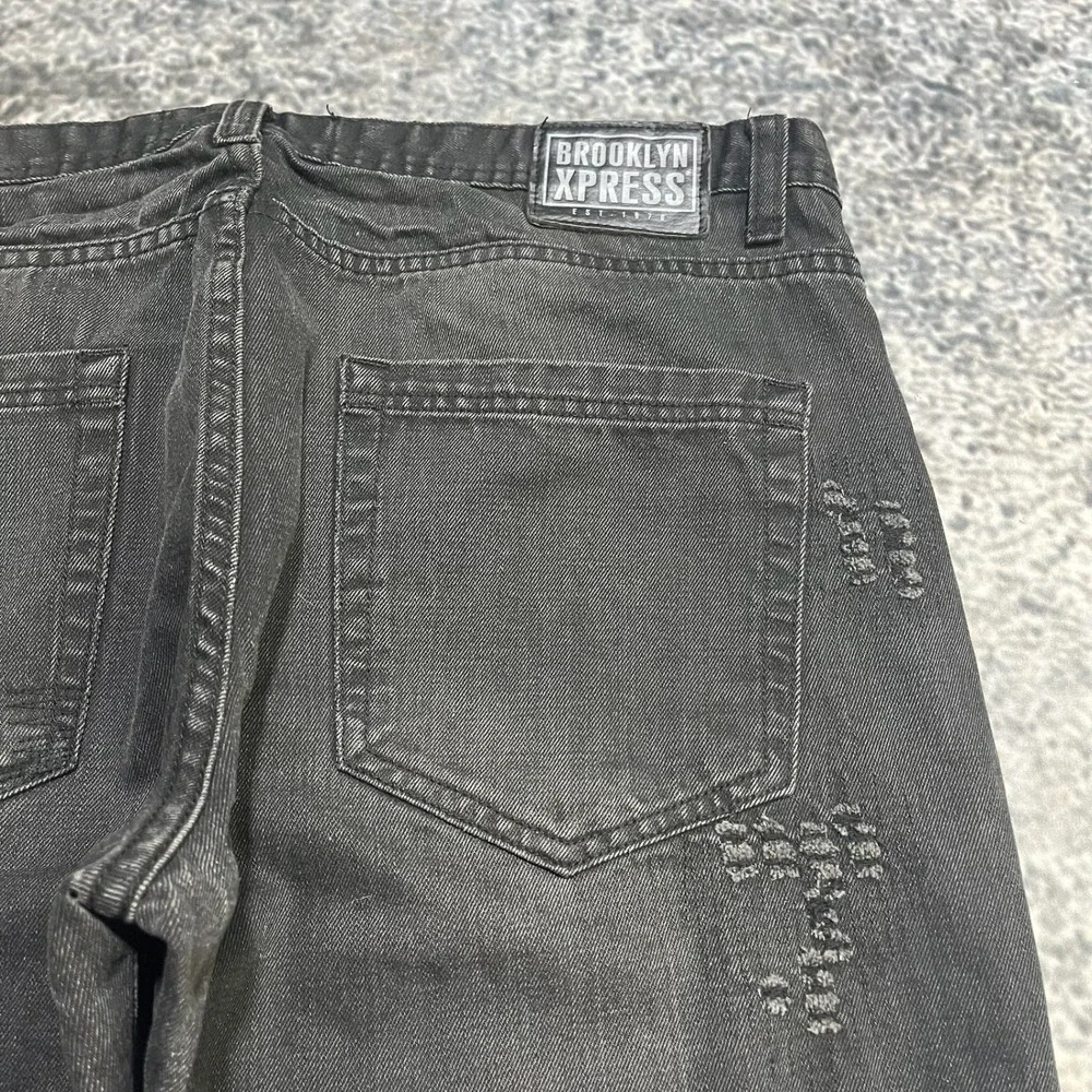 Vintage Brooklyn Xpress Jeans Mens‎ 38x31 Black Y2K Denim Grunge Archive